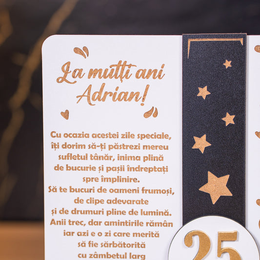 Trofeu cu mesaj aniversar – simbol al unei zile speciale.