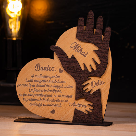Cadou unic pentru bunica – tablou personalizat cu simbolul iubirii