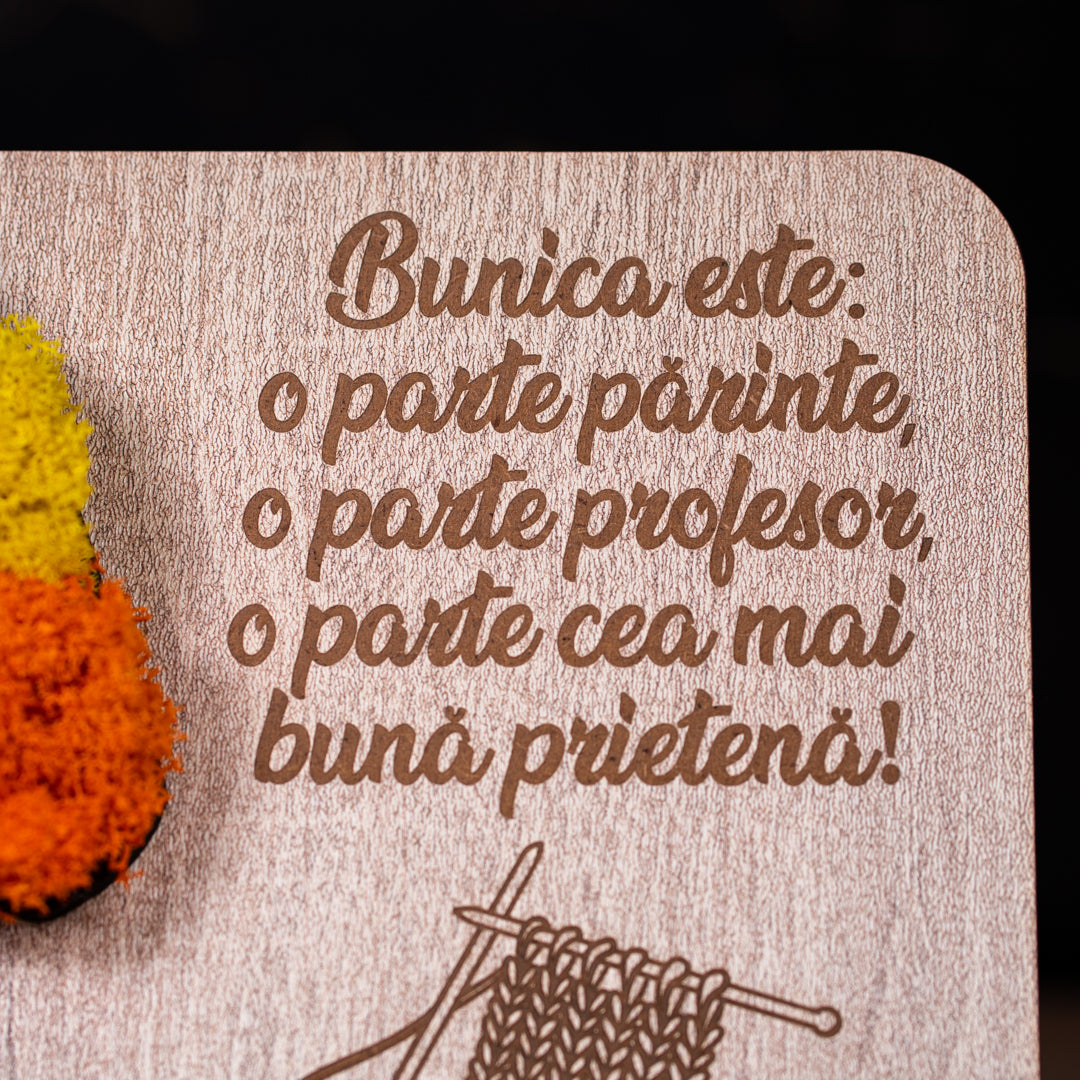 Cadou cu pomul vietii din licheni pentru bunica, 20x15cm