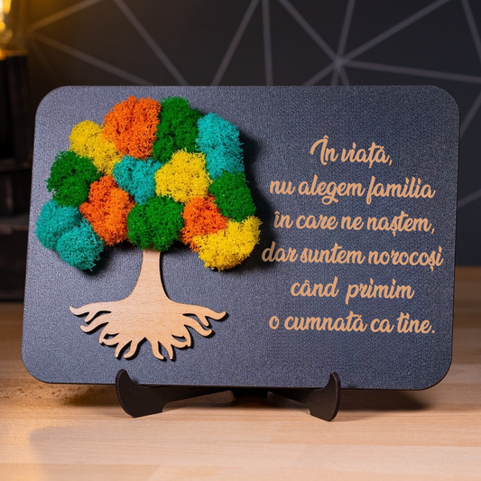 Tablou cu licheni și mesaj de suflet pentru cumnată – simbol al iubirii și legăturii speciale