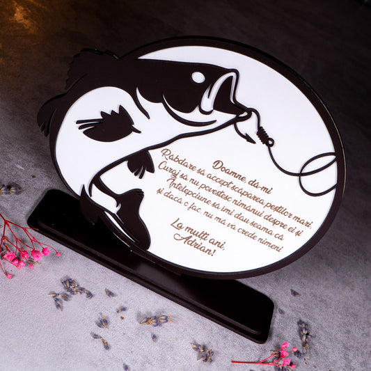 Placheta cadou personalizata pentru pescar 21x19cm