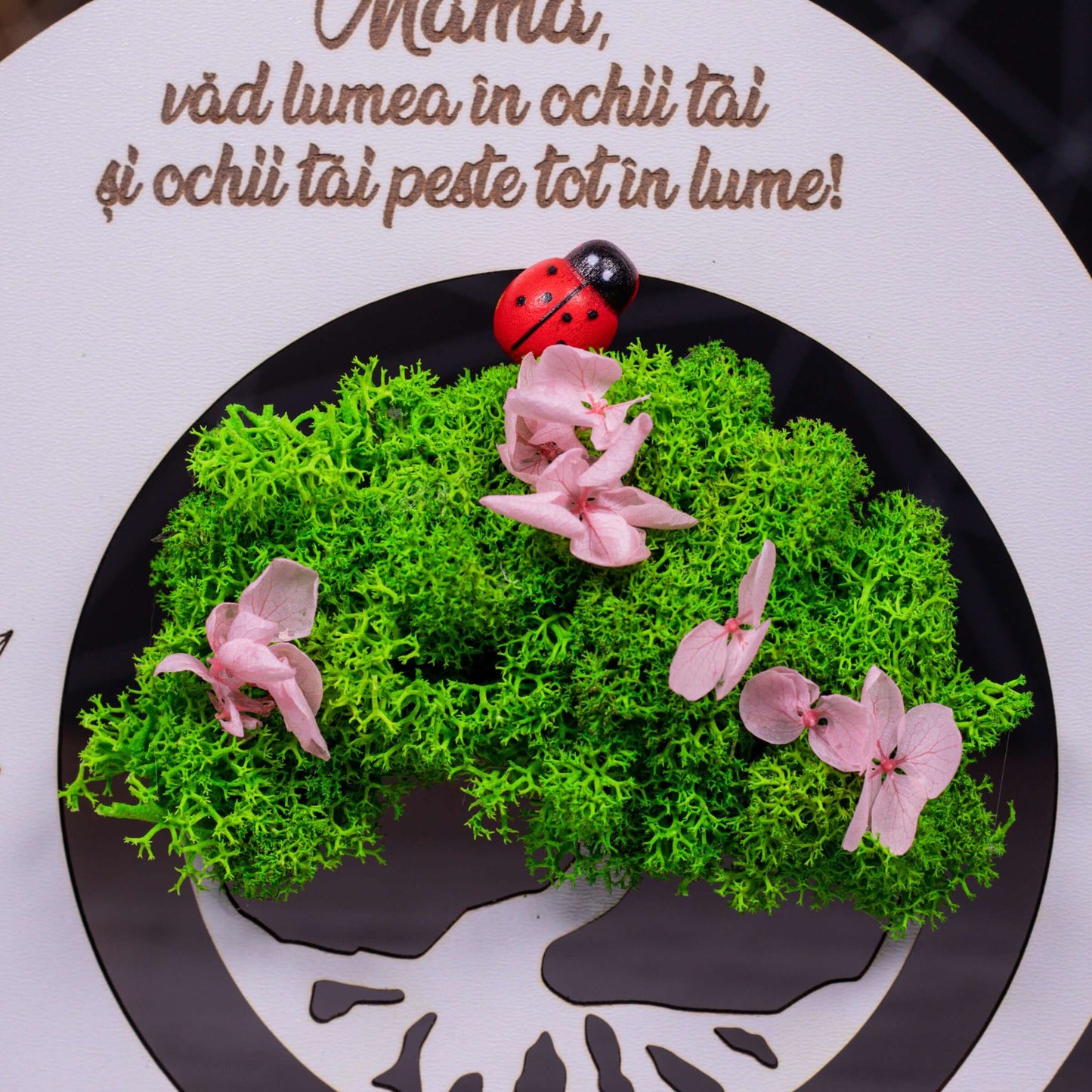 Cadou personalizat cu licheni pentru mama, mdf, 18x18cm