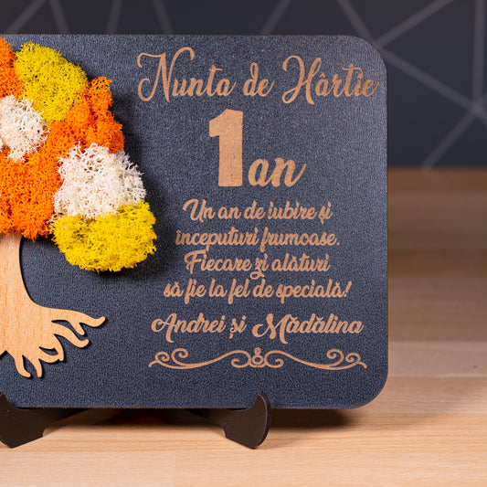 Tablou decorativ cu licheni – simbol al iubirii și începutului de drum