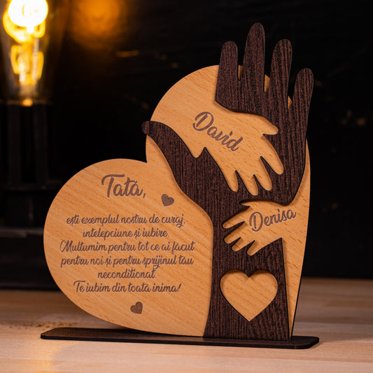 Cadou unic pentru tata – tablou din lemn gravat cu mesaj personalizat