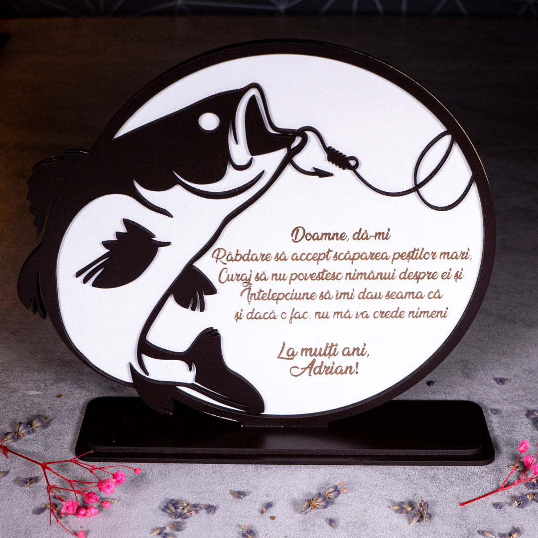 Placheta cadou personalizata pentru pescar 21x19cm