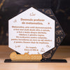 Cadou profesor de matematică – trofeu personalizat cu mesaj și simboluri matematice.