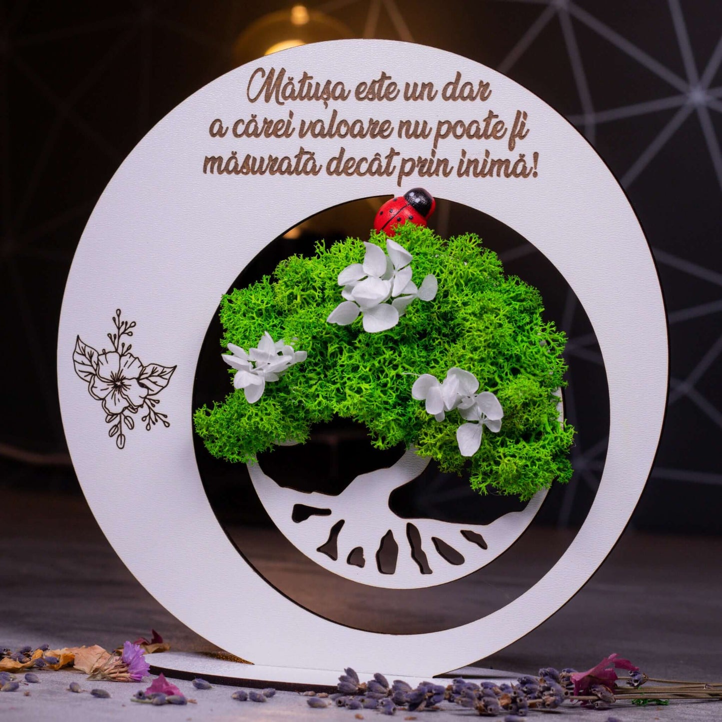 Cadou cu licheni pentru matusa, 18x18cm