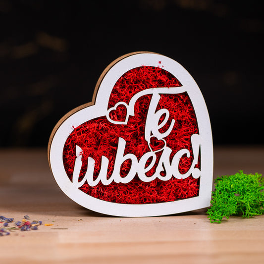 Inima cu licheni - Te iubesc, 11x11cm