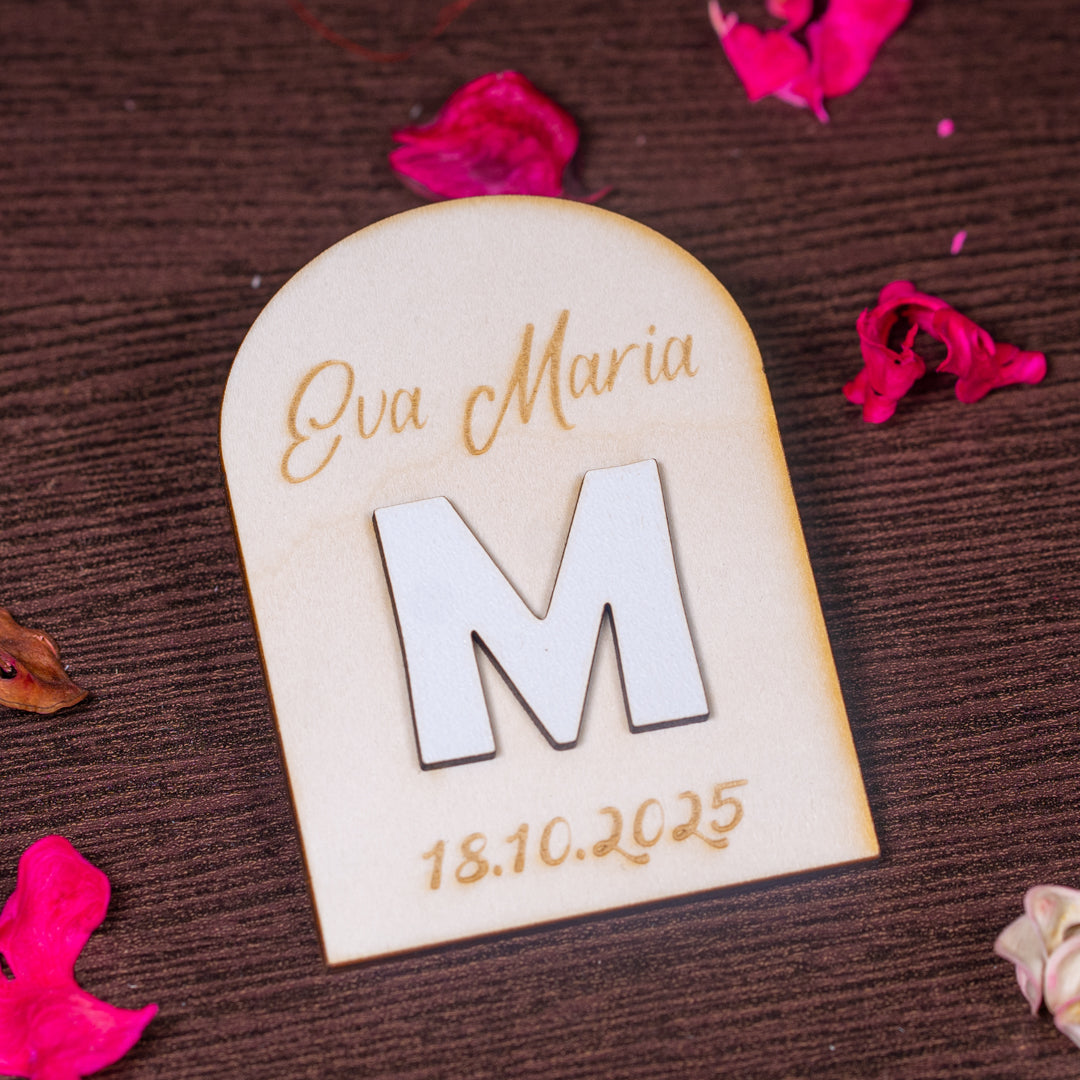 Mărturie din lemn pentru botez băiat sau fată – 9x6 cm