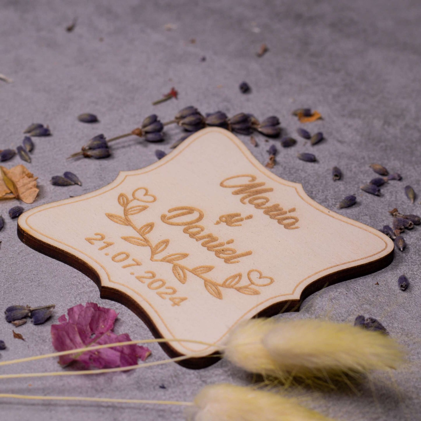 marturii nunta vintage patrat, detalii lateral