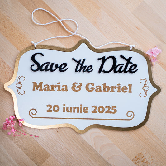 Decor nuntă elegant în stil vintage cu mesaj personalizat