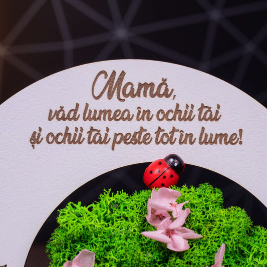 Cadou personalizat cu licheni pentru mama, mdf, 18x18cm