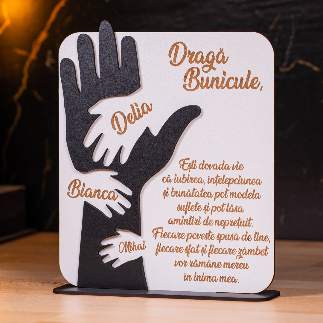 Dar pentru bunic – placheta cu mesaj emoționant și design special