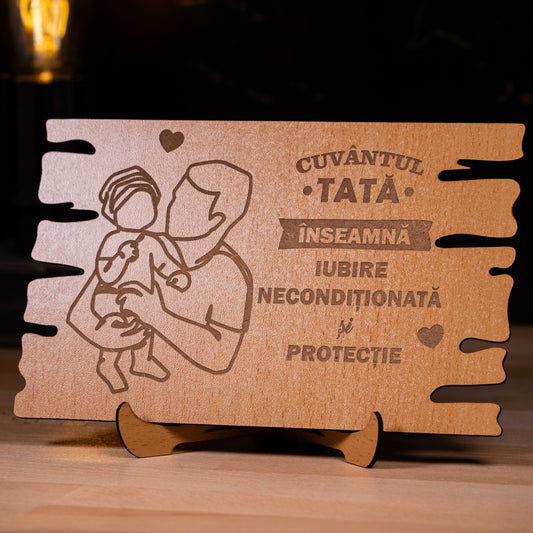 Cadou pentru tata – placheta personalizată „Cuvântul Tata”