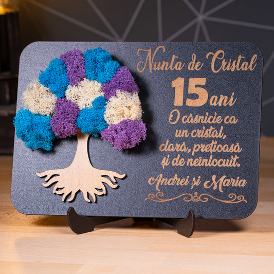 Tablou decorativ cu licheni – simbol al iubirii cristaline și durabile