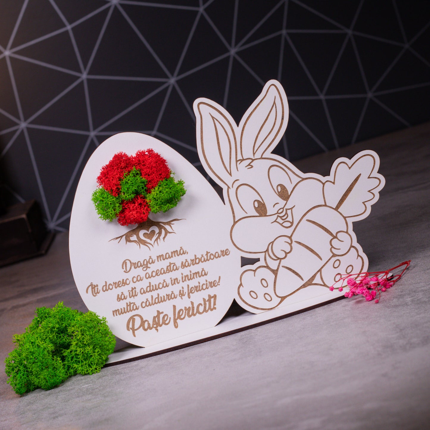 Decoratiune cu licheni de Paste pentru Mama