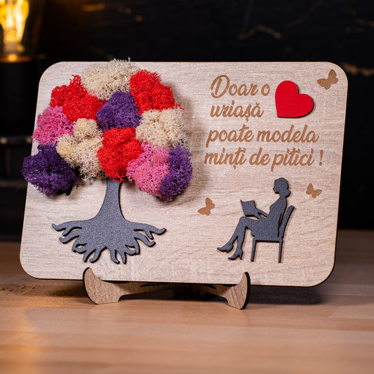 Cadou handmade cu licheni stabilizați pentru învățătoare