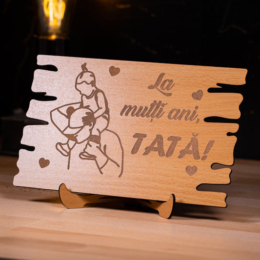 Cadou pentru tata – placheta aniversară „La mulți ani, tata!”