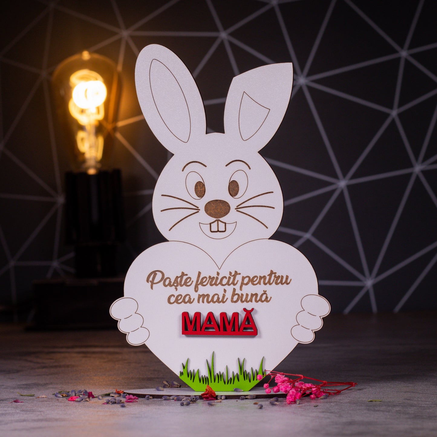 Decoratiune de Paste cu iepuras- "Pentru cea mai buna ...", 13x20cm