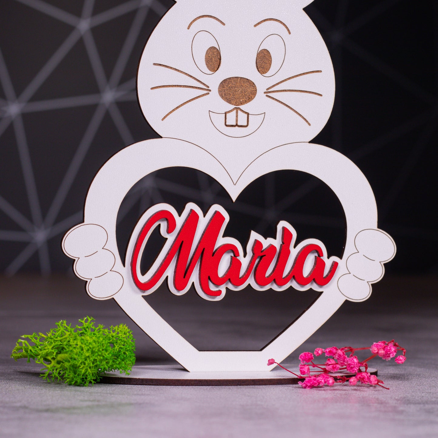 Decoratiune de Paste - inima cu nume , 13x20cm