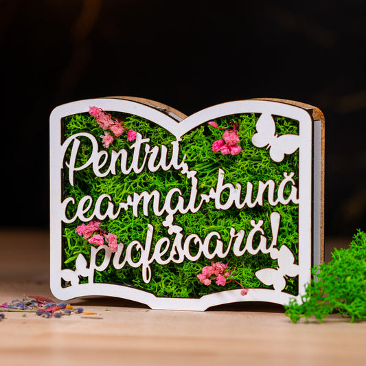 Carte cu licheni - Cea mai buna profesoara, 13x10cm