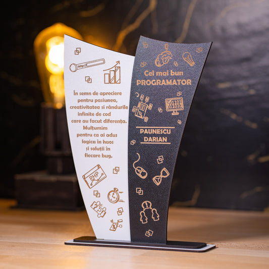 Plachetă decorativă pentru programator – simbol al pasiunii pentru cod