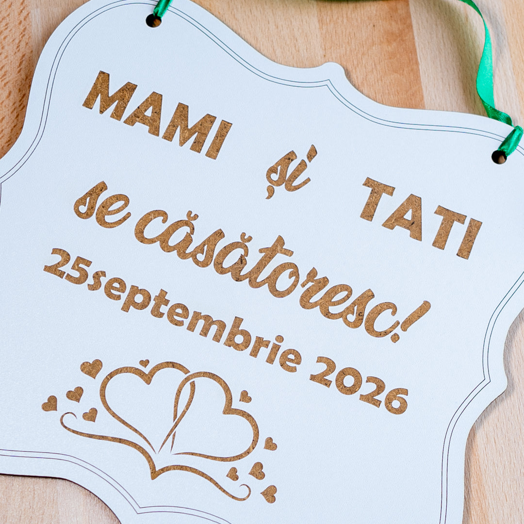 Accesoriu nuntă adorabil pentru copii, mesaj Save the Date