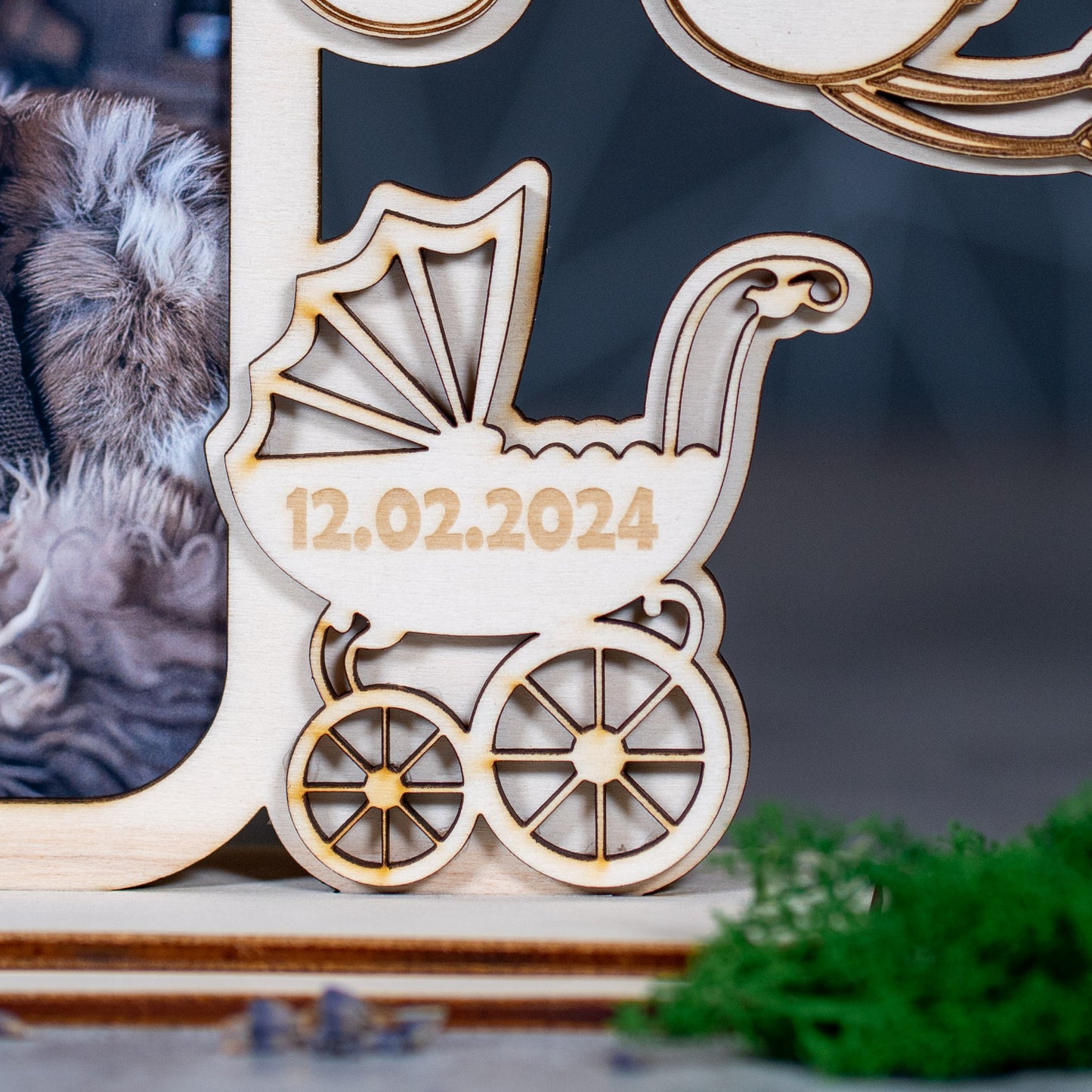 Rama foto pentru nou-nascut personalizata cu detaliile nasterii - Model clasic 2