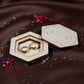 Cutie pentru verighete personalizata cu numele si data evenimentului - Model elegant in forma de hexagon, 10x10x3cm