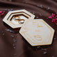 Cutie pentru verighete personalizata cu numele si data evenimentului - Model elegant in forma de hexagon, 10x10x3cm