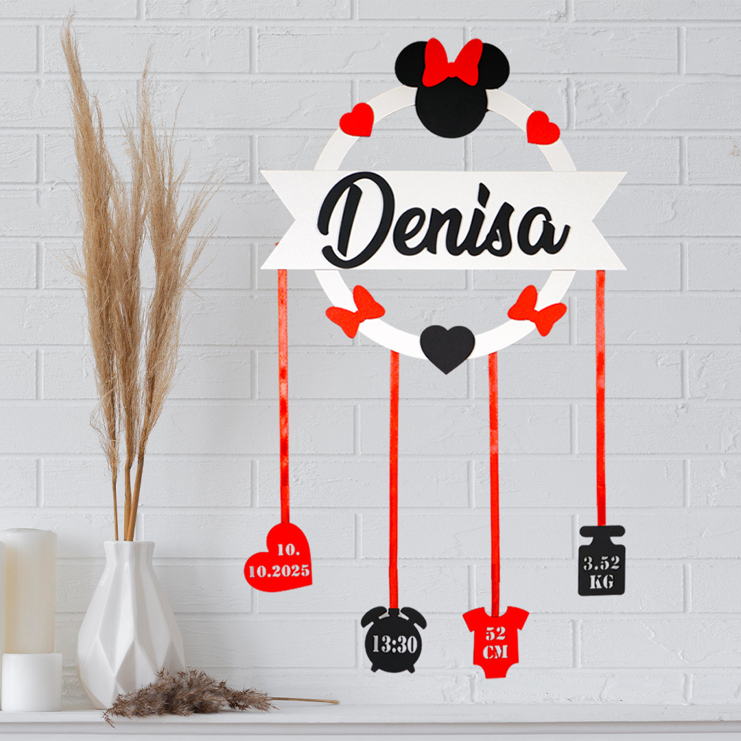 Decorațiune de perete pentru nou-născut cu nume personalizat