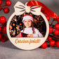 Globulet din lemn personalizat cu fotografie - Craciun Fericit, 9x10cm
