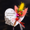Martisor magnet - Model inima cu flori uscate, 9x6 cm