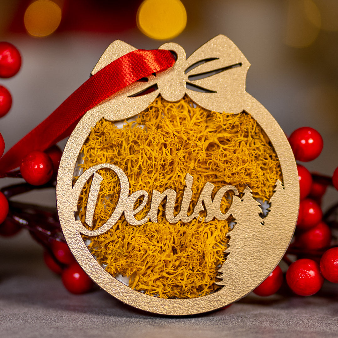 Globulet personalizat din lemn cu licheni, 9x10 cm