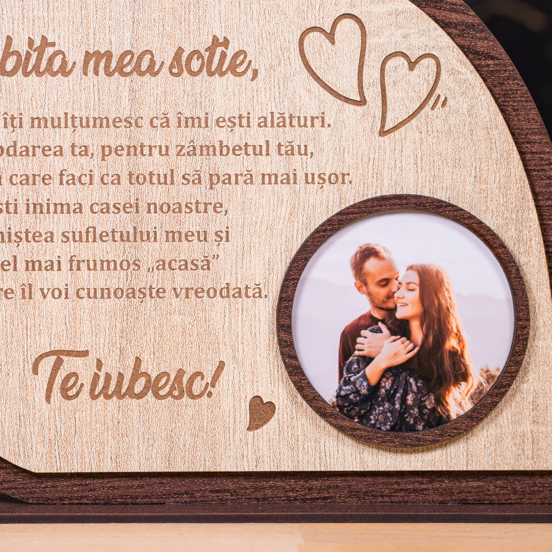 Plachetă decorativă pentru soție – simbol al iubirii și recunoștinței