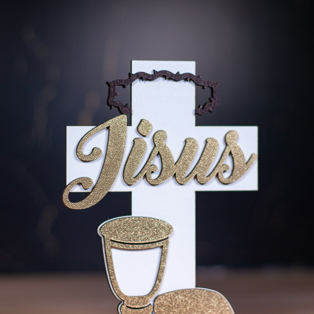 Cruce decorativa- Iisus, Pâinea si Vinul, 10 x 15 cm