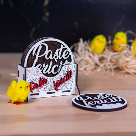 Suport de pahare - Paște Fericit ! 6 buc, 8 cm