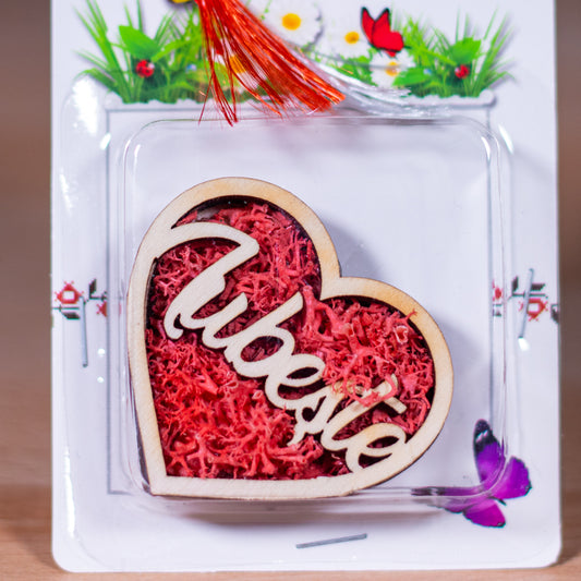 Martisor magnet cu licheni - Iubeste