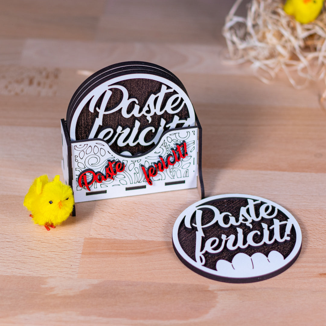 Suport de pahare - Paște Fericit ! 6 buc, 8 cm