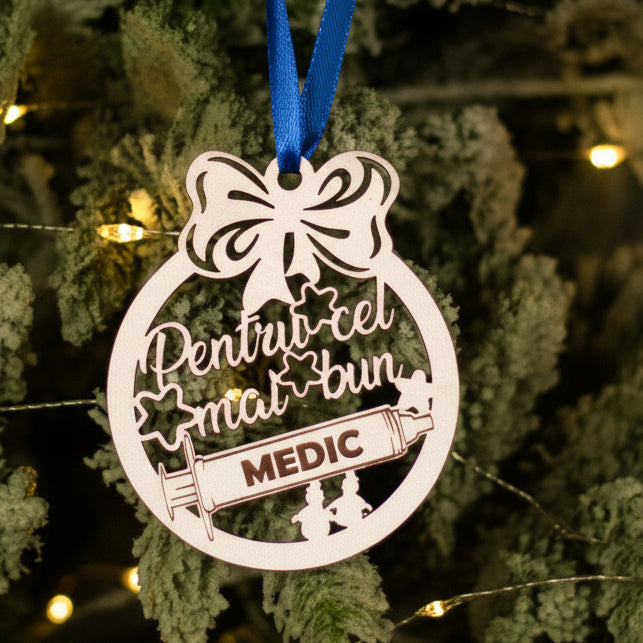 Globuleț din lemn - „Pentru cel mai bun Medic”