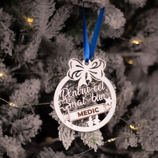 Globuleț din lemn - „Pentru cel mai bun Medic”