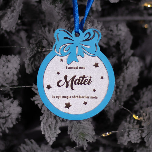 Globuleț din lemn pentru copil - personalizat