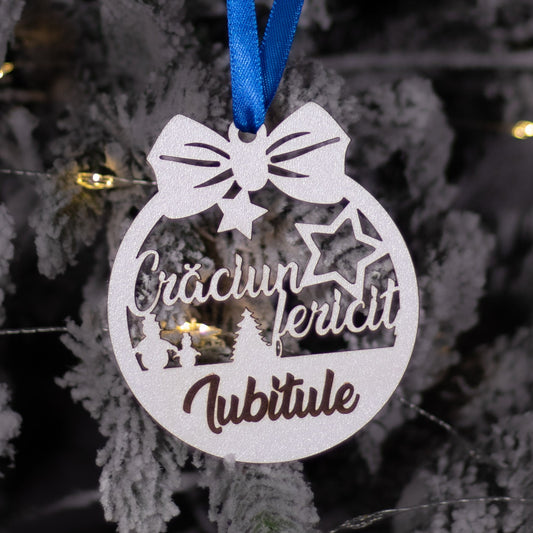 Globuleț din lemn „Crăciun Fericit” - Iubitule