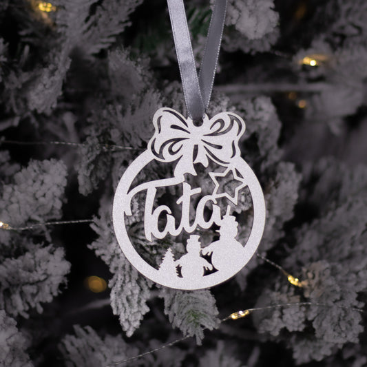 Globuleț din lemn „Crăciun Fericit” - Tata