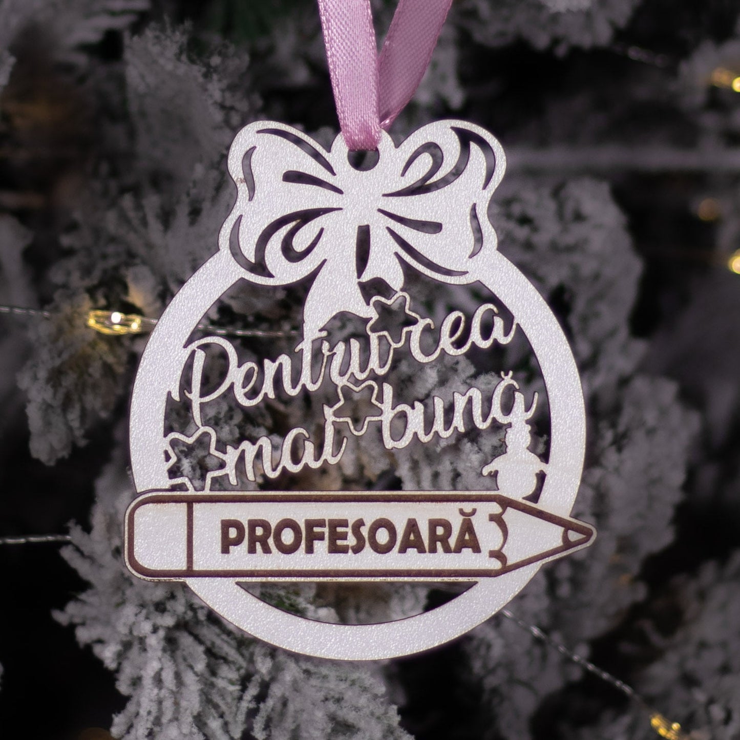 Globuleț din lemn „Pentru cea mai bună profesoară”