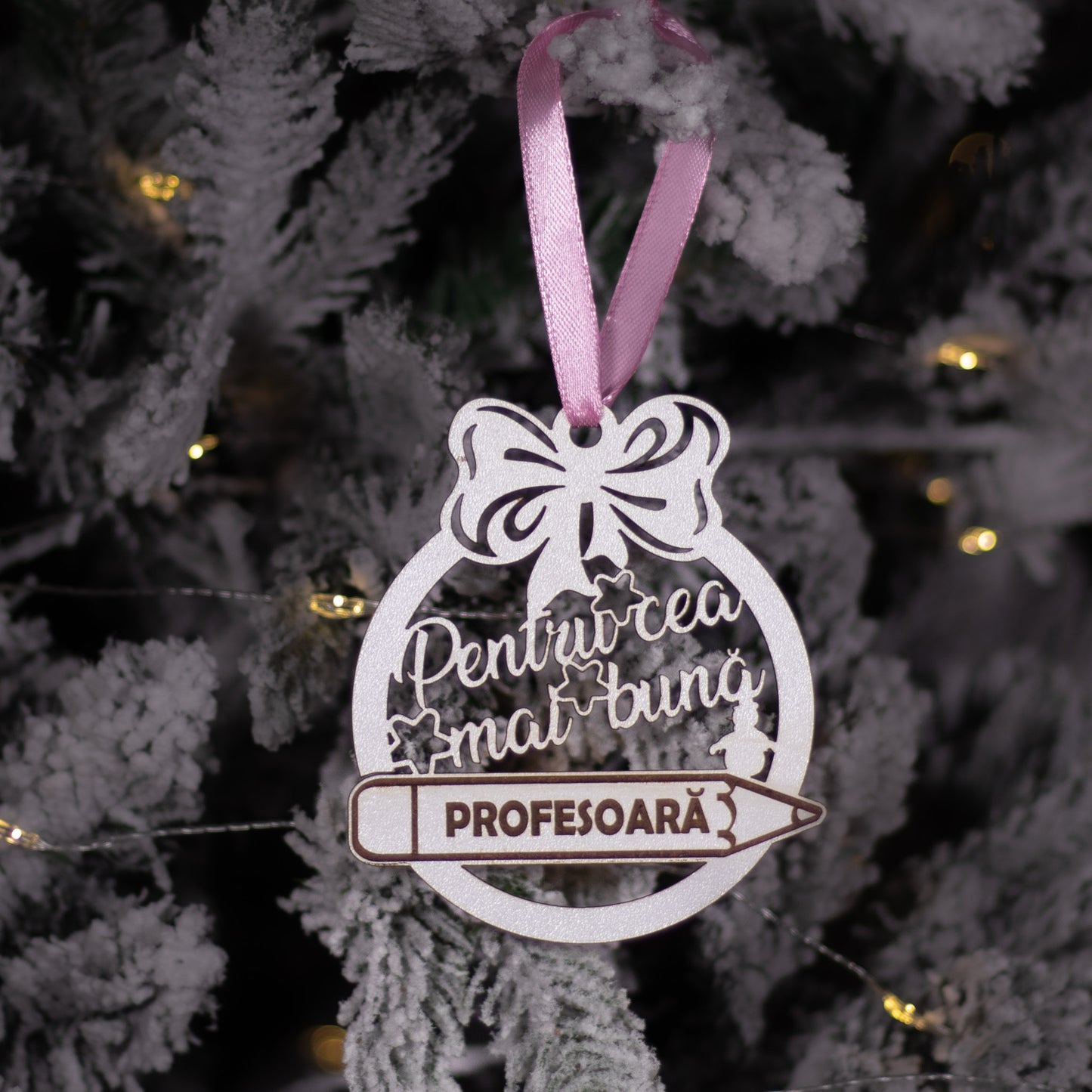 Globuleț din lemn „Pentru cea mai bună profesoară”