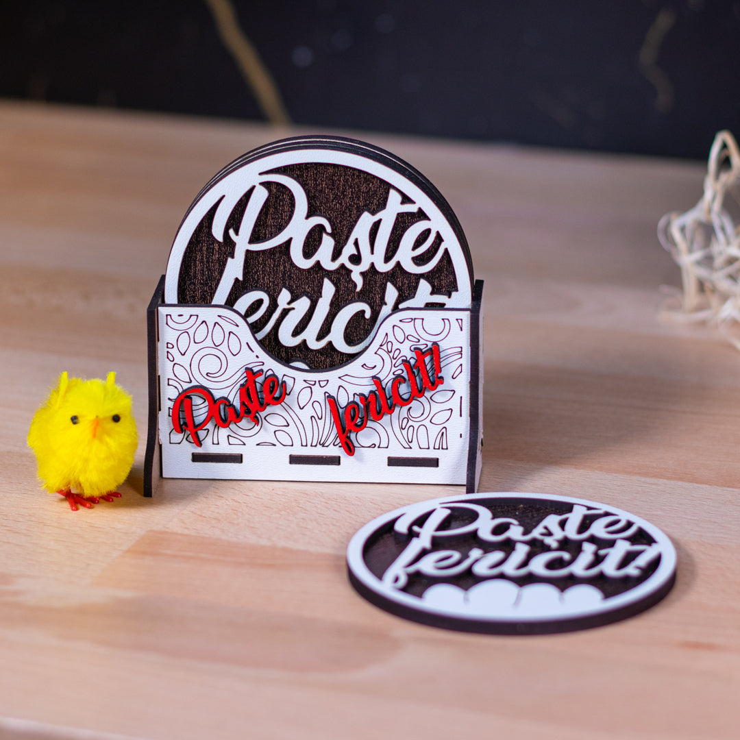 Suport de pahare - Paște Fericit ! 6 buc, 8 cm
