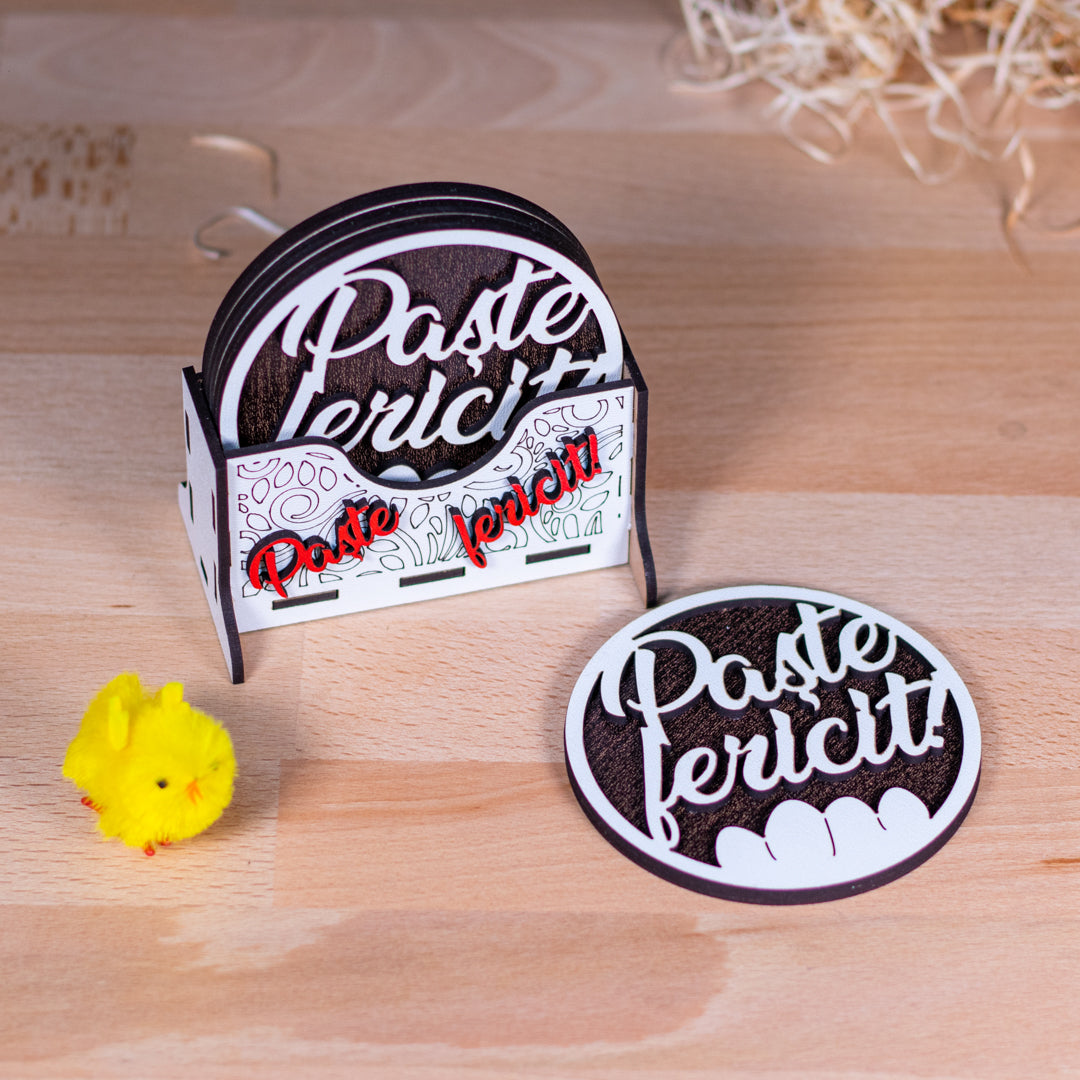 Suport de pahare - Paște Fericit ! 6 buc, 8 cm