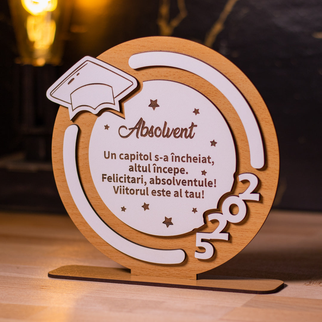 Trofeu cu text inspirațional pentru copil absolvent